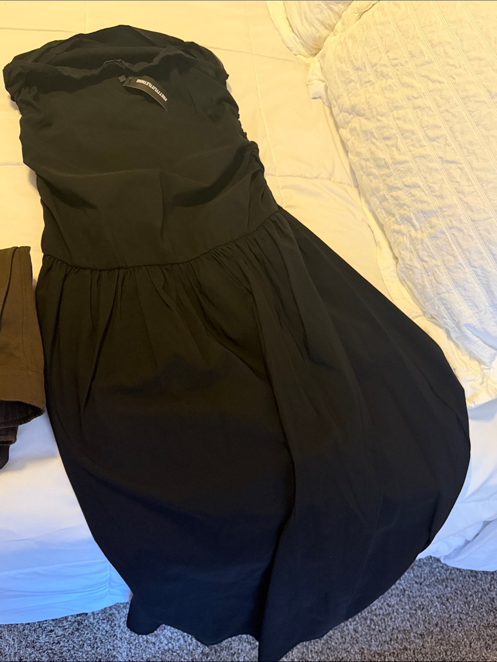PrettyLittleThing Black Strapless Circle Skater Skirt